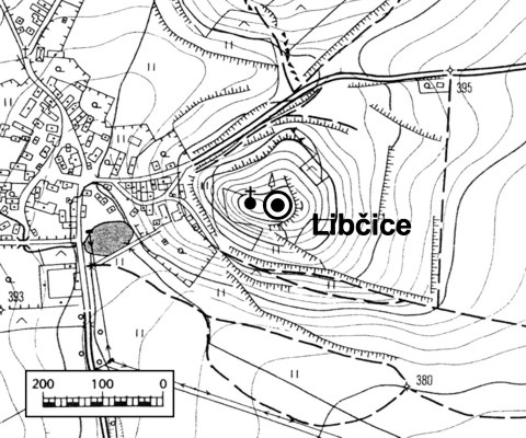Libčice - poloha hradiště na návrší Přeslánka (mapa ZM - Roman Abušinov)